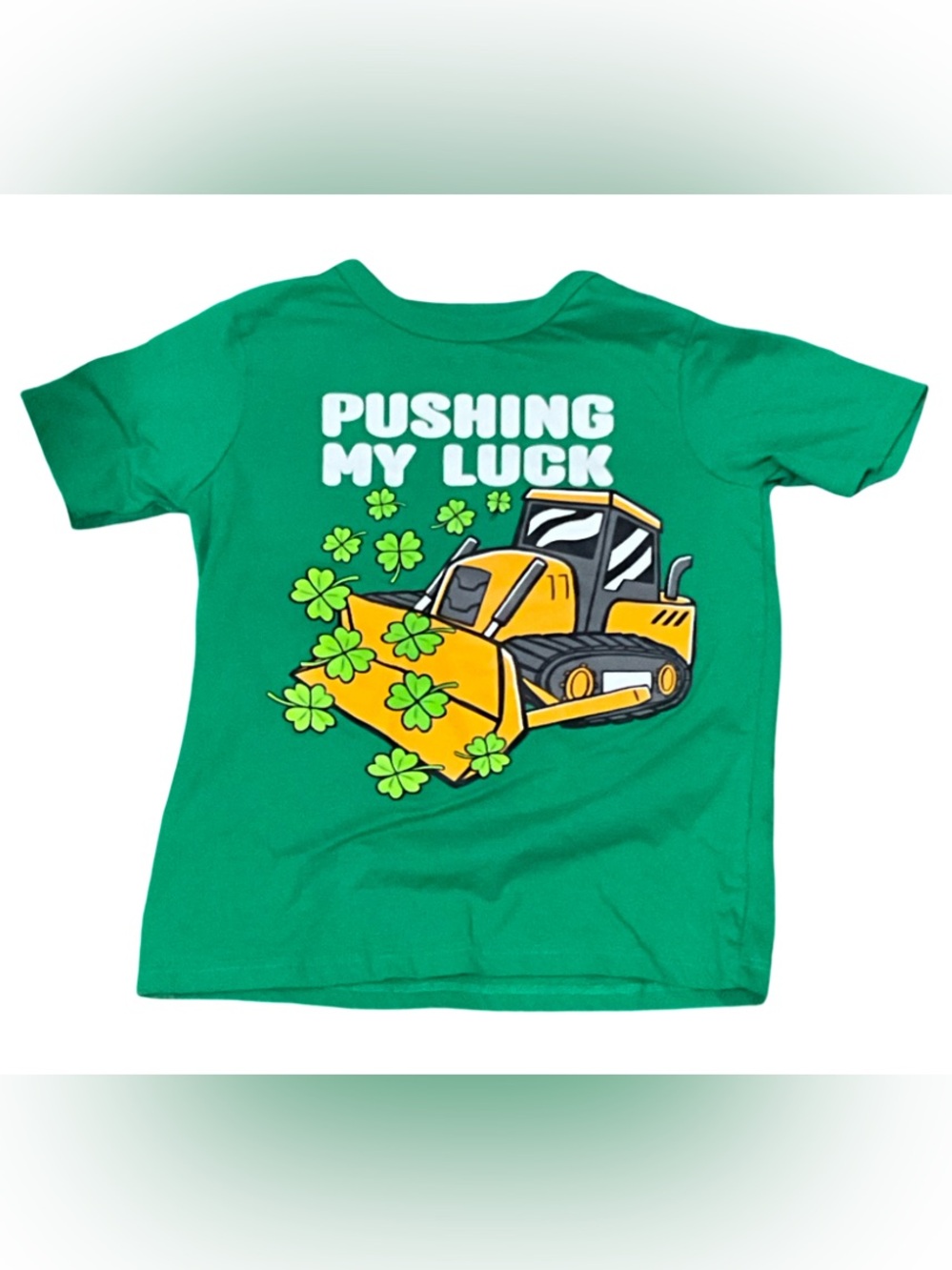 The Children’s Place Boys 5T St Patrick’s Day Bulldozer Shamrock T Shirt Green